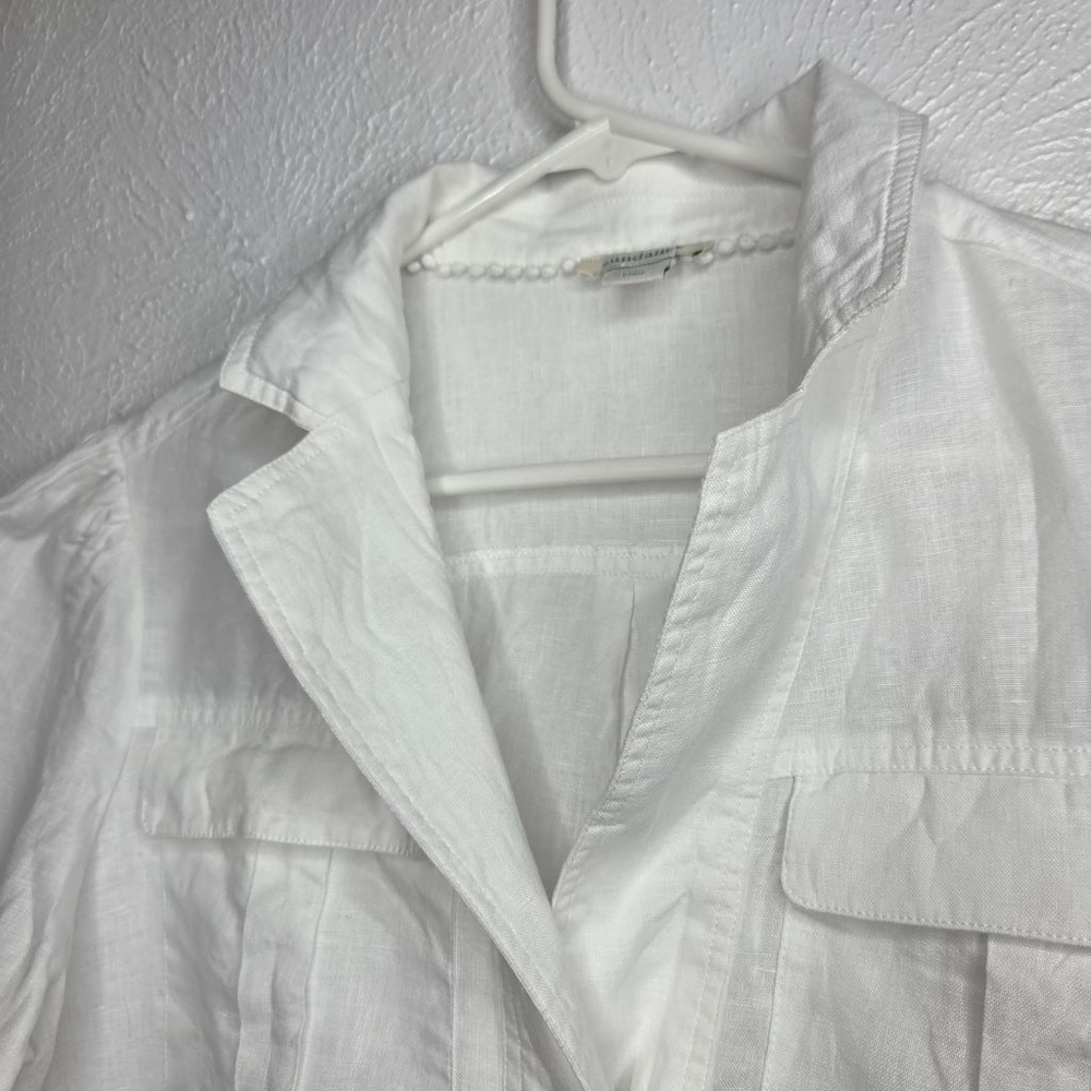 Sundance White V-Neck Short Sleeve Blouse - Picture 4 of 12